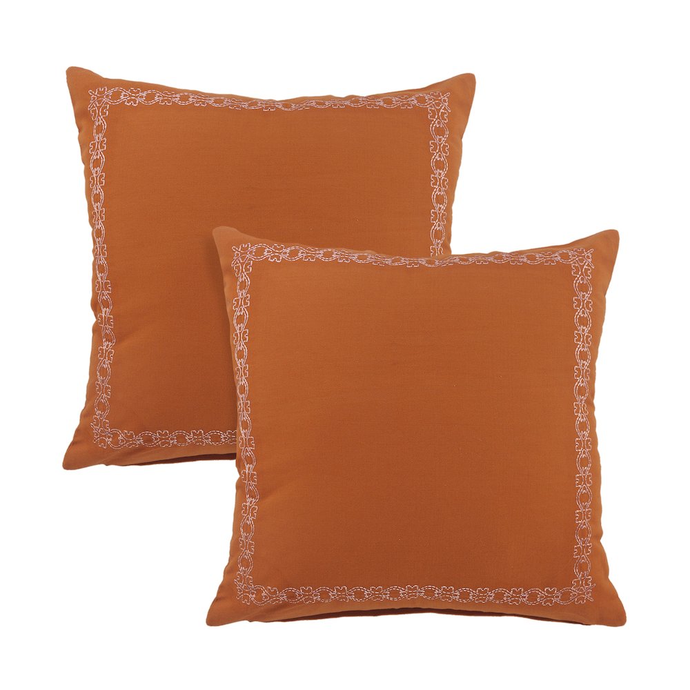 Sundaze Cotton Pillow Set of 2 in Orange, 20" x 20"