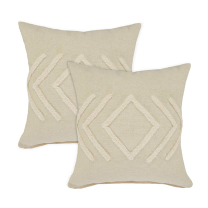 Oslo Cotton Pillow Set of 2 in Cream/White, 20" x 20"
