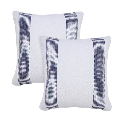 Cabana Cotton Pillow Set of 2 in Blue/White, 20" x 20"