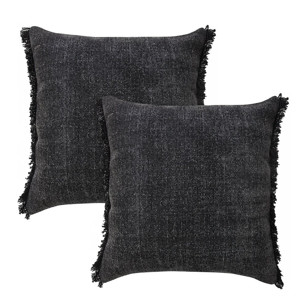 Neera Cotton Pillow Set of 2 in Black, 20" x 20"