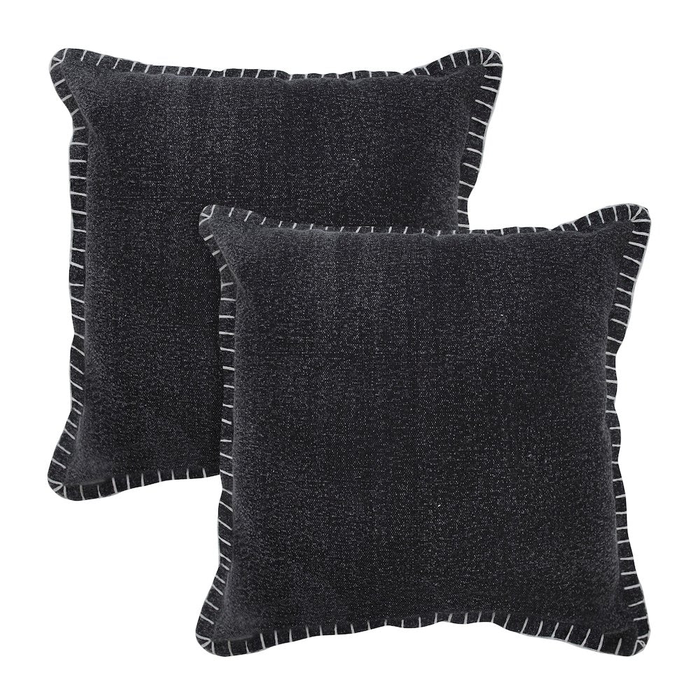 Vital  Cotton Pillow Set of 2 in Black, 20" x 20"