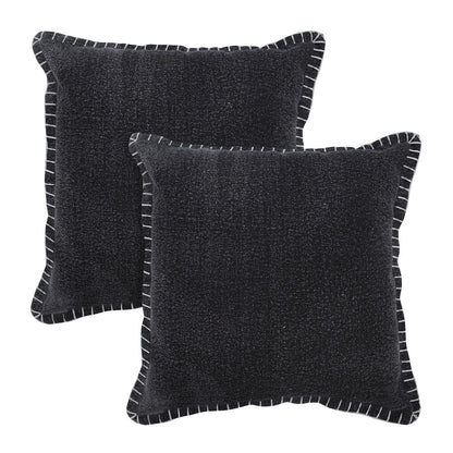 Vital  Cotton Pillow Set of 2 in Black, 20" x 20"