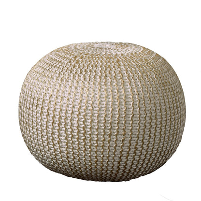 Celtic Cotton Indoor Pouf in Gold/Beige, 20" x 20" x 16"