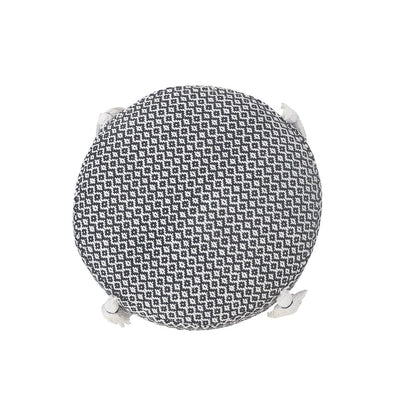 Zadia Cotton Indoor Pouf in Tan/Cream, 18" x 18" x 14"