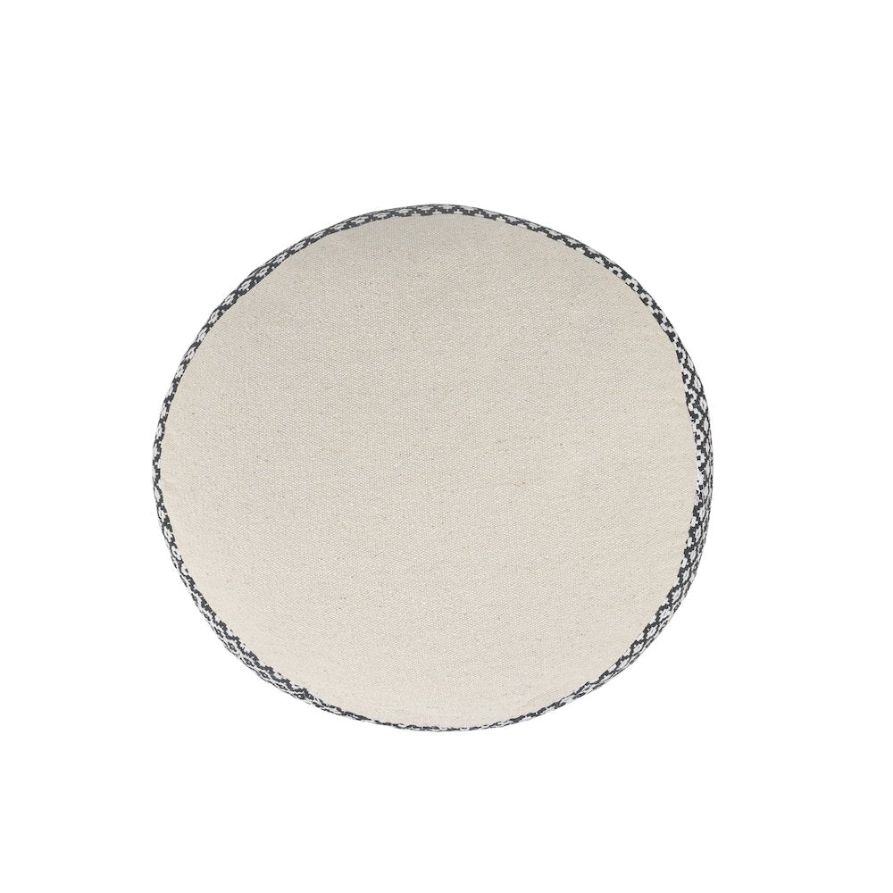 Zadia Cotton Indoor Pouf in Tan/Cream, 18" x 18" x 14"