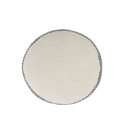 Zadia Cotton Indoor Pouf in Tan/Cream, 18" x 18" x 14"
