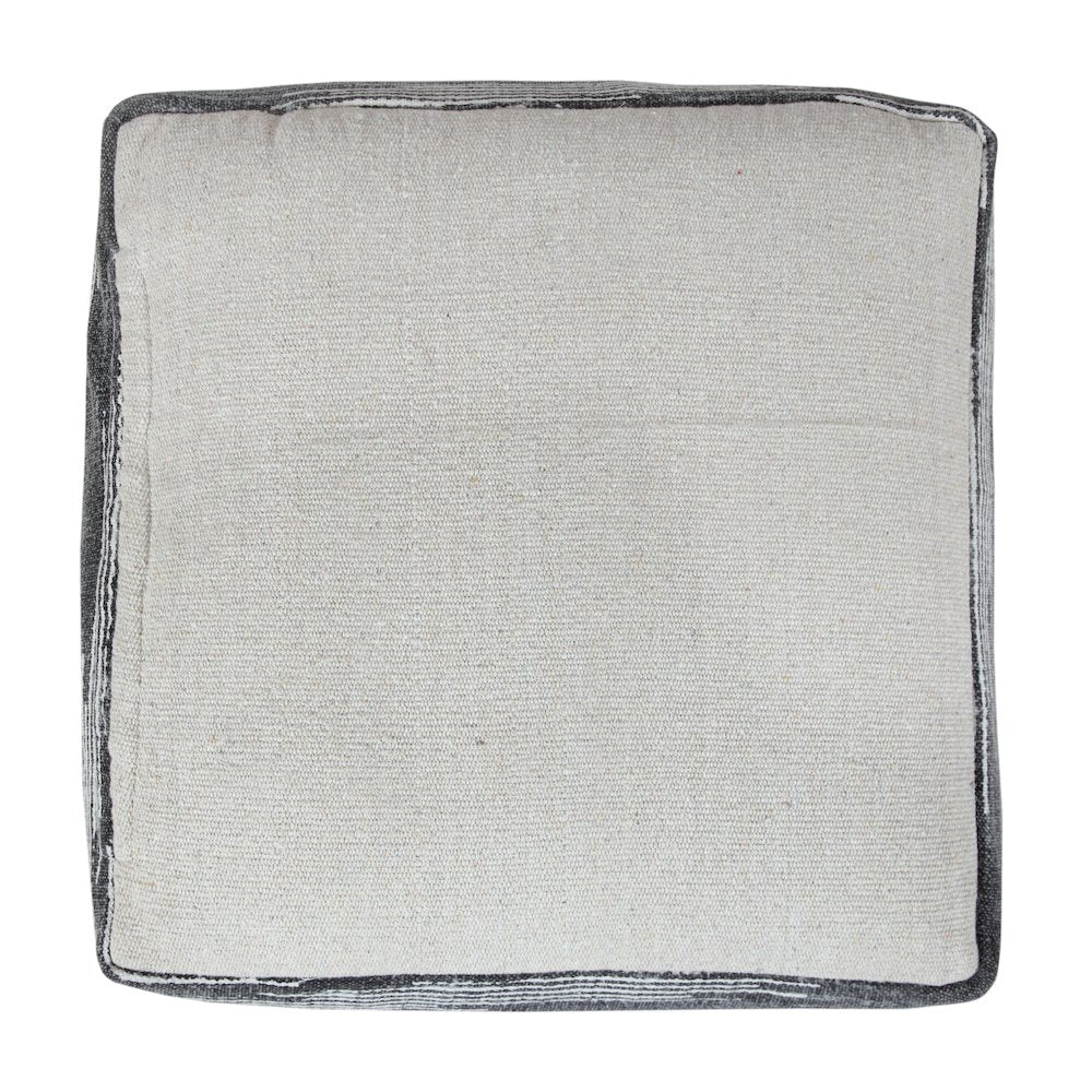 Zadia Cotton Indoor Pouf in Gray/White, 18" x 18" x 14"