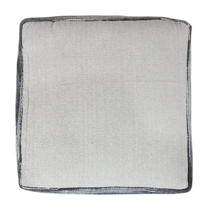 Zadia Cotton Indoor Pouf in Gray/White, 18" x 18" x 14"