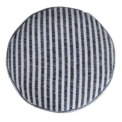 Quincy Cotton Indoor Pouf in Blue/White, 18" x 18" x 14"