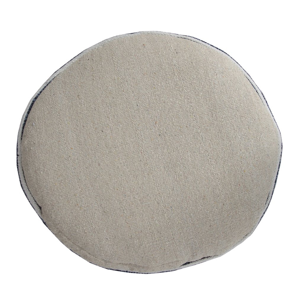 Quincy Cotton Indoor Pouf in Blue/White, 18" x 18" x 14"