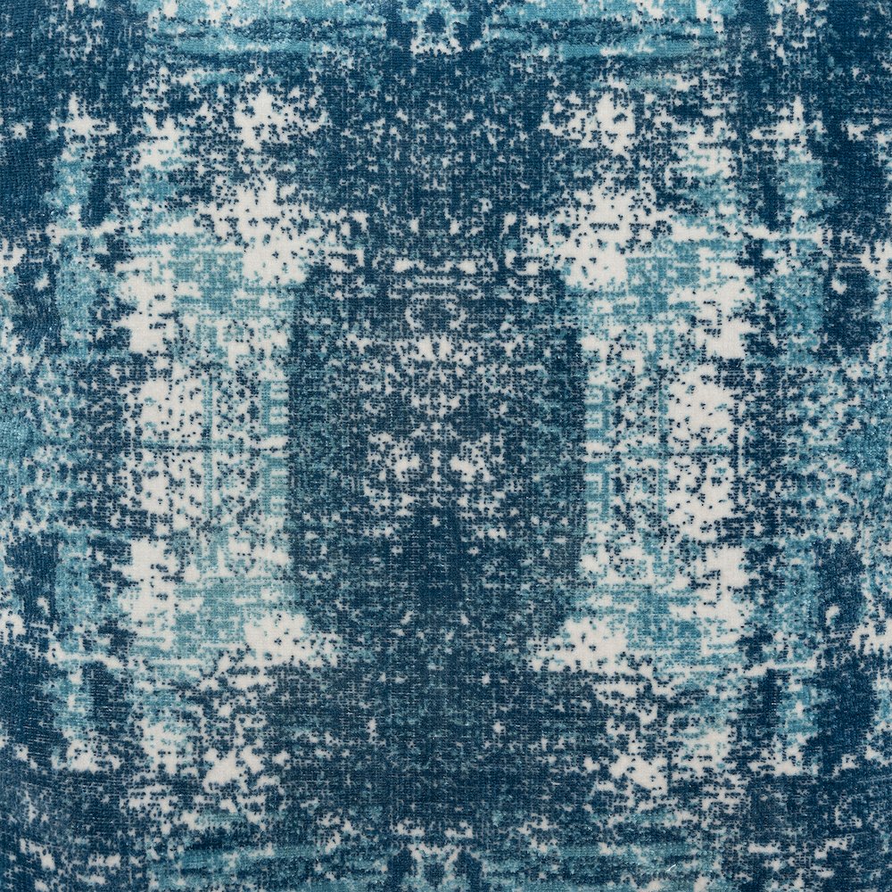 Milano Performance Blend Indoor Pouf in Blue/Ivory, 18" x 18" x 18"