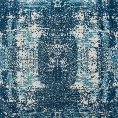 Milano Performance Blend Indoor Pouf in Blue/Ivory, 18" x 18" x 18"