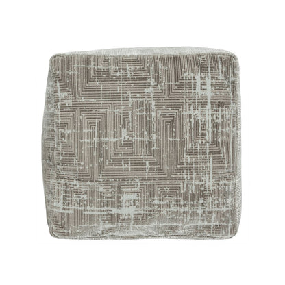 Milano Performance Blend Indoor Pouf in Gray/Ivory, 18" x 18" x 18"