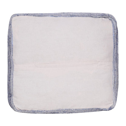 Andros Cotton Indoor Pouf in Blue/White, 18" x 18" x 18"