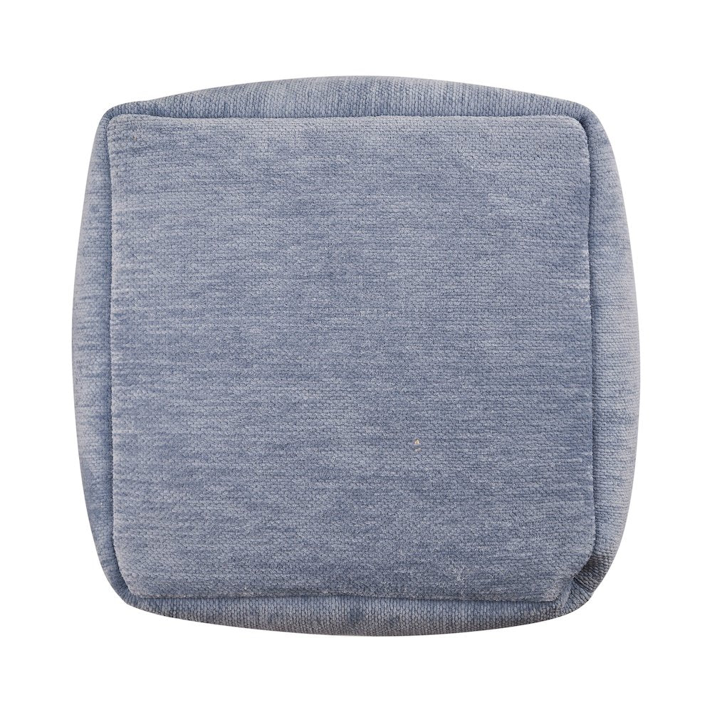 Yakar Chenille Indoor Pouf in Blue, 18" x 18" x 18"