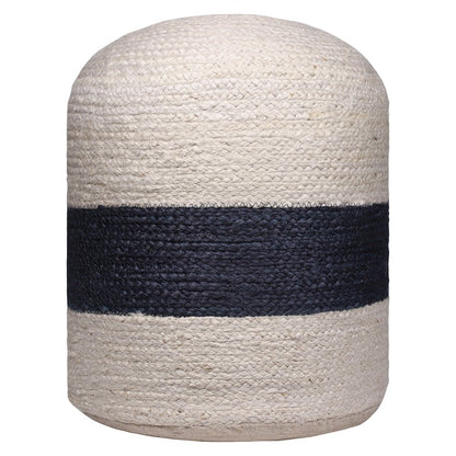 Jute Poufs Jute Blend Indoor Pouf in Brown/Blue,  18" x 18" x 18"
