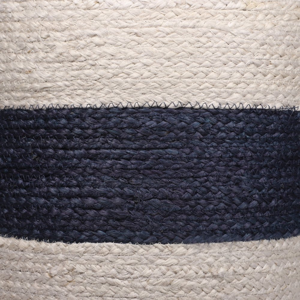 Jute Poufs Jute Blend Indoor Pouf in Brown/Blue,  18" x 18" x 18"