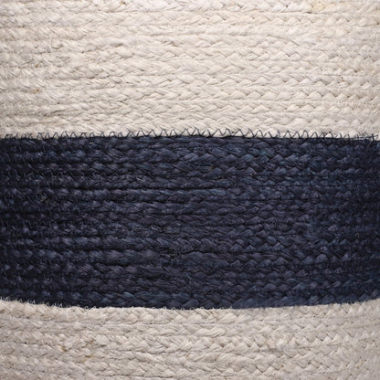 Jute Poufs Jute Blend Indoor Pouf in Brown/Blue,  18" x 18" x 18"