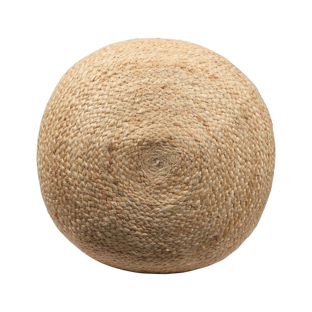 Jute Poufs Jute Blend Indoor Pouf in Brown/Blue,  18" x 18" x 18"