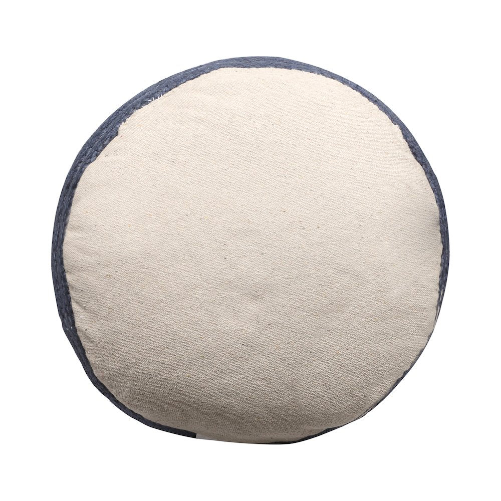 Jute Poufs Jute Blend Indoor Pouf in Brown/Blue,  18" x 18" x 18"