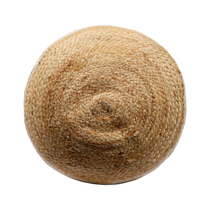 Jute Poufs Jute Blend Indoor Pouf in Brown/White,  18" x 18" x 18"