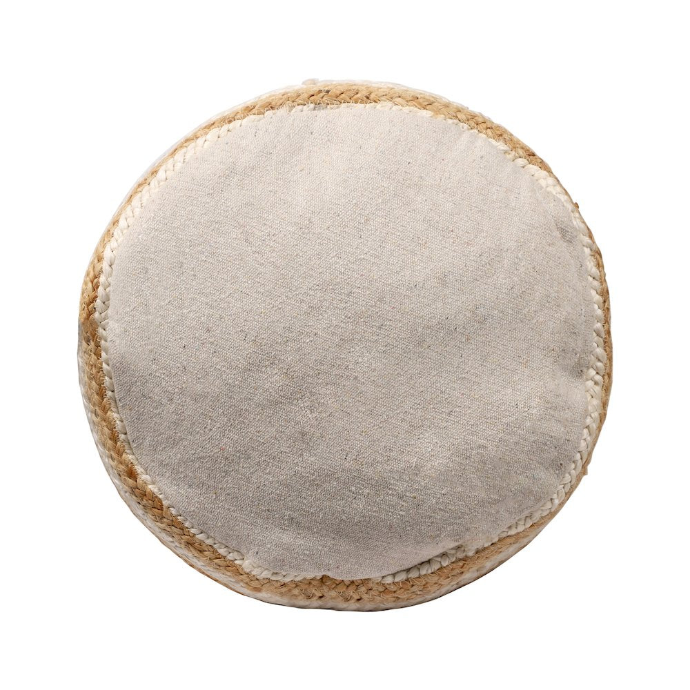 Jute Poufs Jute Blend Indoor Pouf in Brown/White,  18" x 18" x 18"