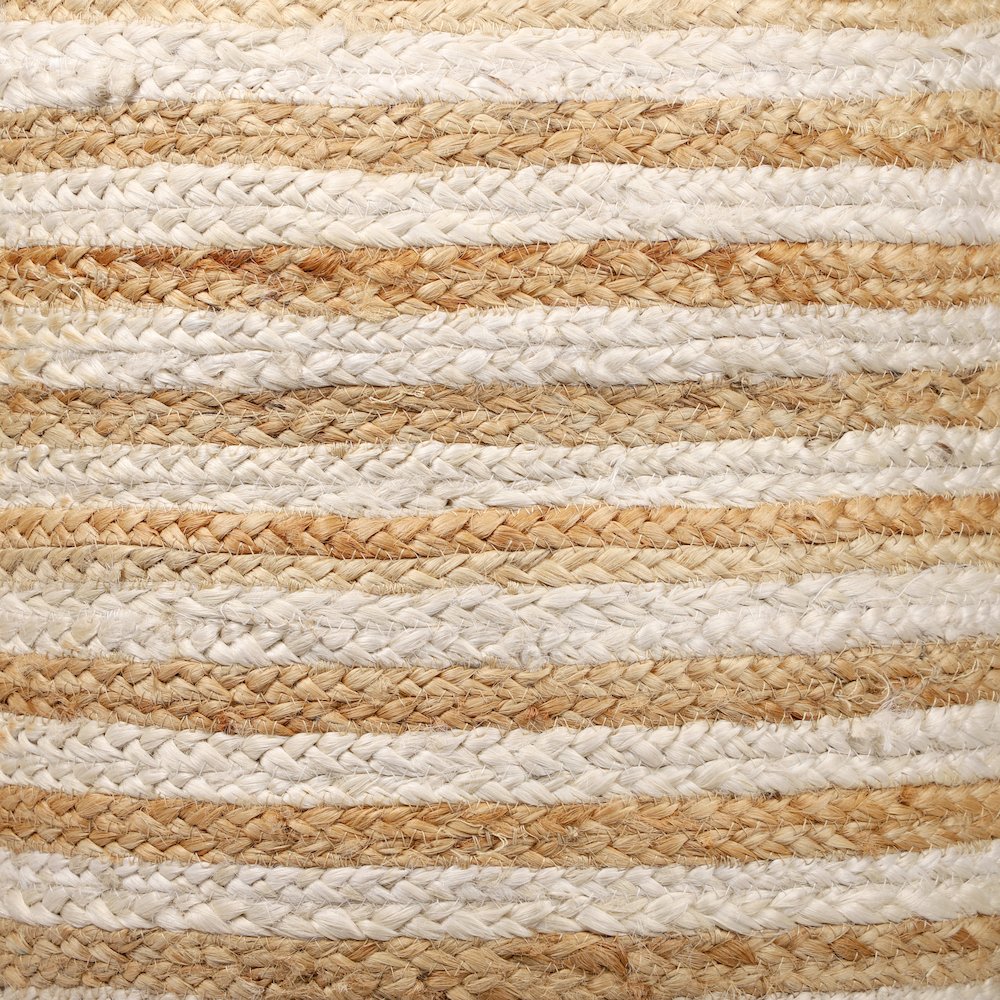 Jute Poufs Jute Blend Indoor Pouf in Brown/White,  18" x 18" x 18"