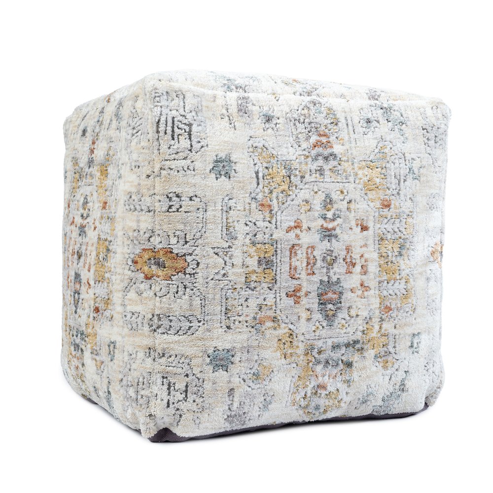 Vienna Performance Pouf Set of 2 in Gray/Multicolored 18" x 18" x 18"