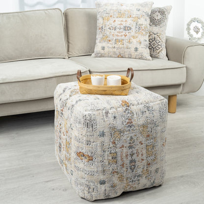 Vienna Performance Pouf Set of 2 in Gray/Multicolored 18" x 18" x 18"
