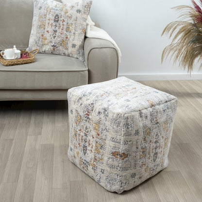 Vienna Performance Pouf Set of 2 in Gray/Multicolored 18" x 18" x 18"
