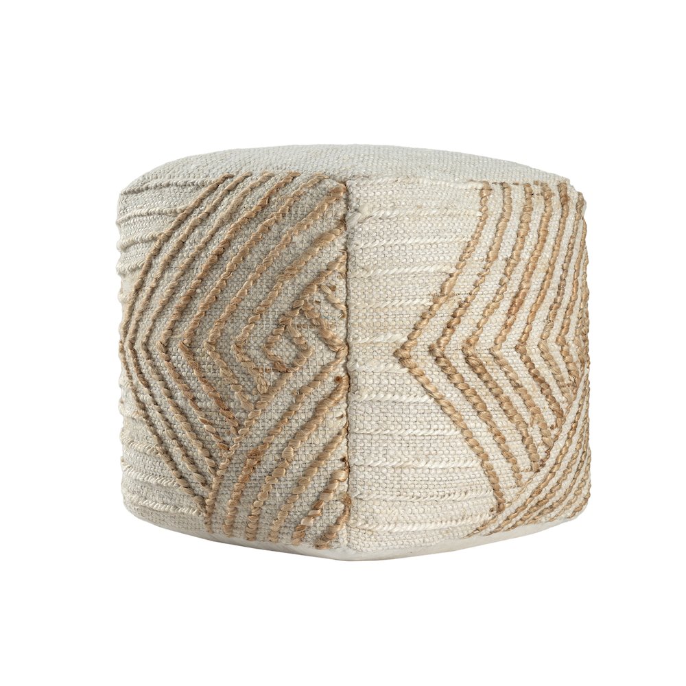 Mesa Pouf Pouf  Finish in White/Beige 18" x 18" x 18"