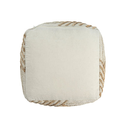 Mesa Pouf Pouf  Finish in White/Beige 18" x 18" x 18"