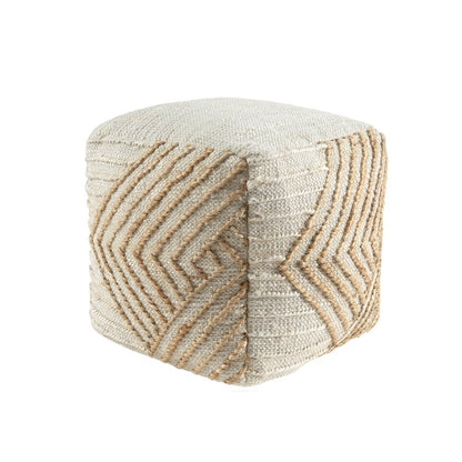 Mesa Pouf Pouf  Finish in White/Beige 18" x 18" x 18"