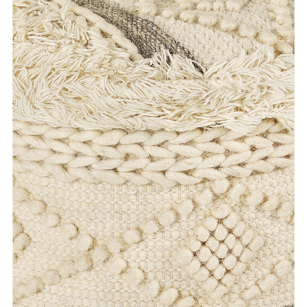 Astrid  Wool Blend Pouf Indoor in Cream/Gray 18" x 18" x 14"