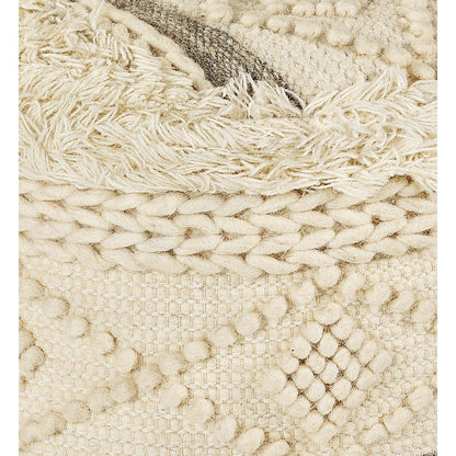 Astrid  Wool Blend Pouf Indoor in Cream/Gray 18" x 18" x 14"