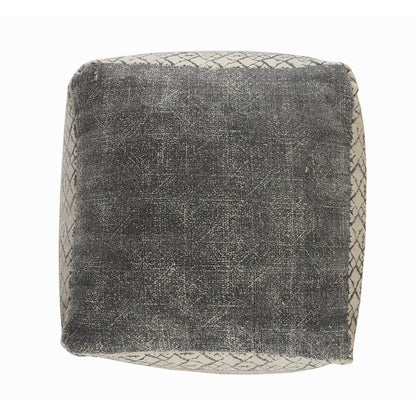 Cream/Gray Tribal Handmade All-Natural Cotton Ottoman Pouf