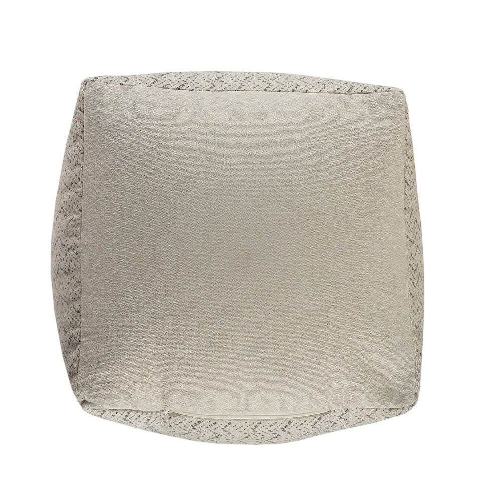 Cream/Gray Tribal Handmade All-Natural Cotton Ottoman Pouf