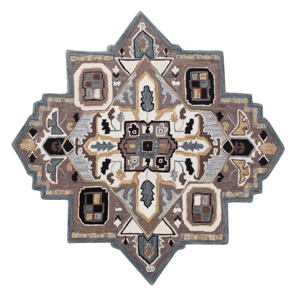 Southwestern Winter Cabin Medallion Shape Rug