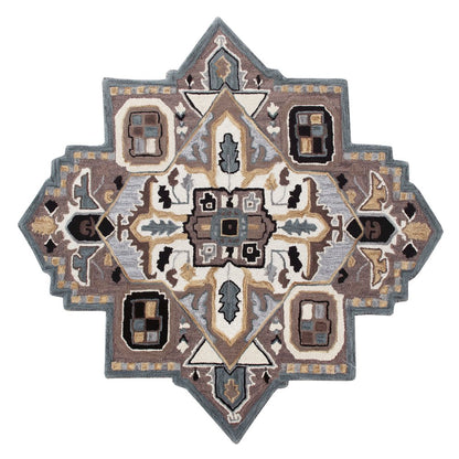 Southwestern Winter Cabin Medallion Shape Rug