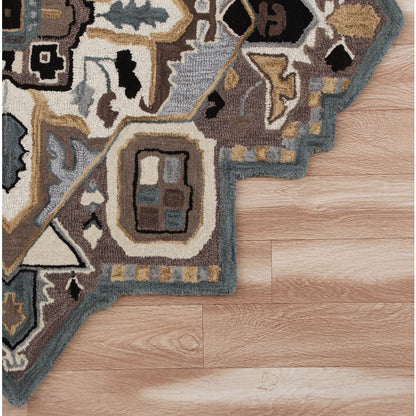 Southwestern Winter Cabin Medallion Shape Rug