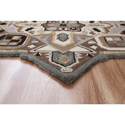 Southwestern Winter Cabin Medallion Shape Rug