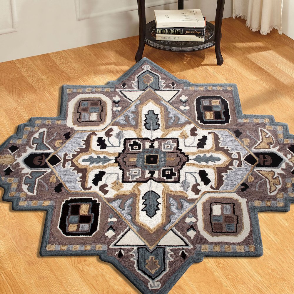 Southwestern Winter Cabin Medallion Shape Rug