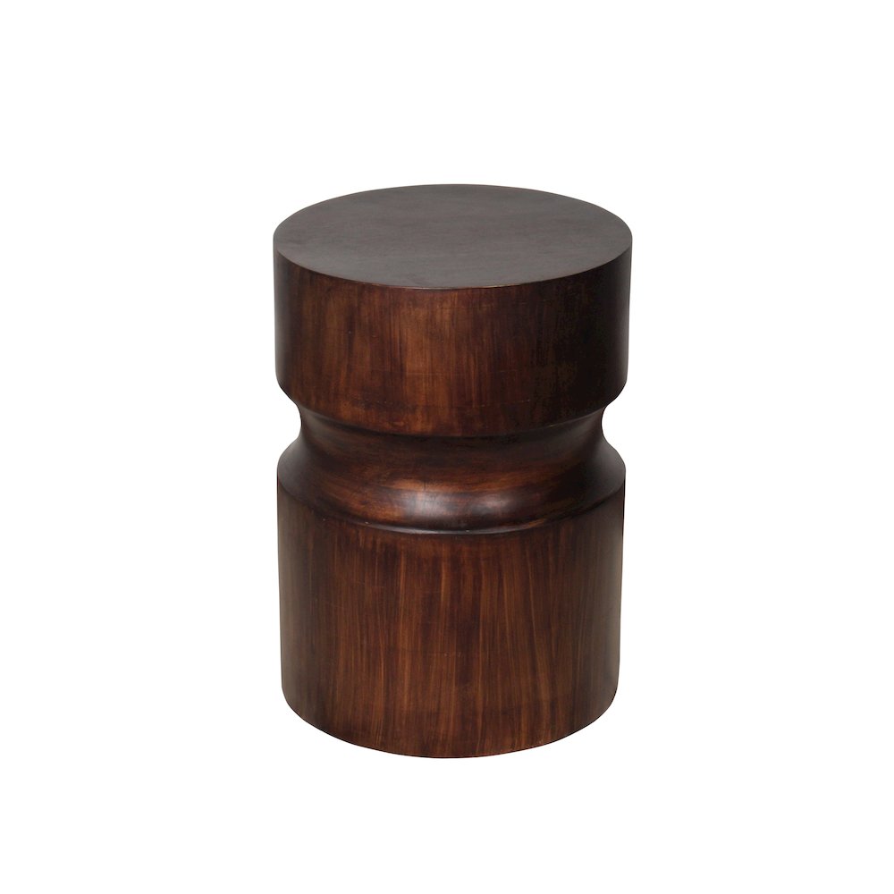 Brown Contemporary Handmade Solid Mango Wood Drum Side End Table