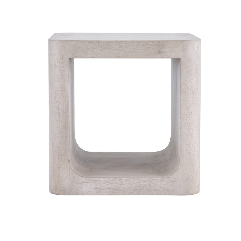 Greywash Modern Distressed Hand-Made Mongo Wood Square Side Table