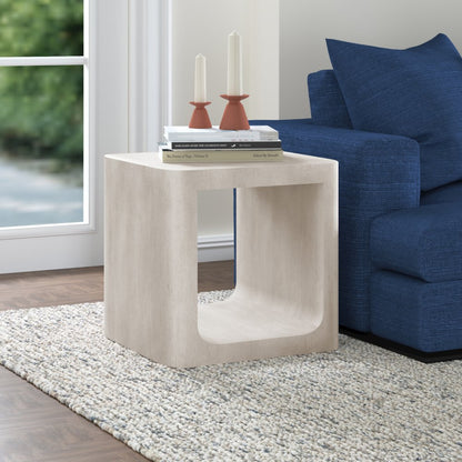 Greywash Modern Distressed Hand-Made Mongo Wood Square Side Table