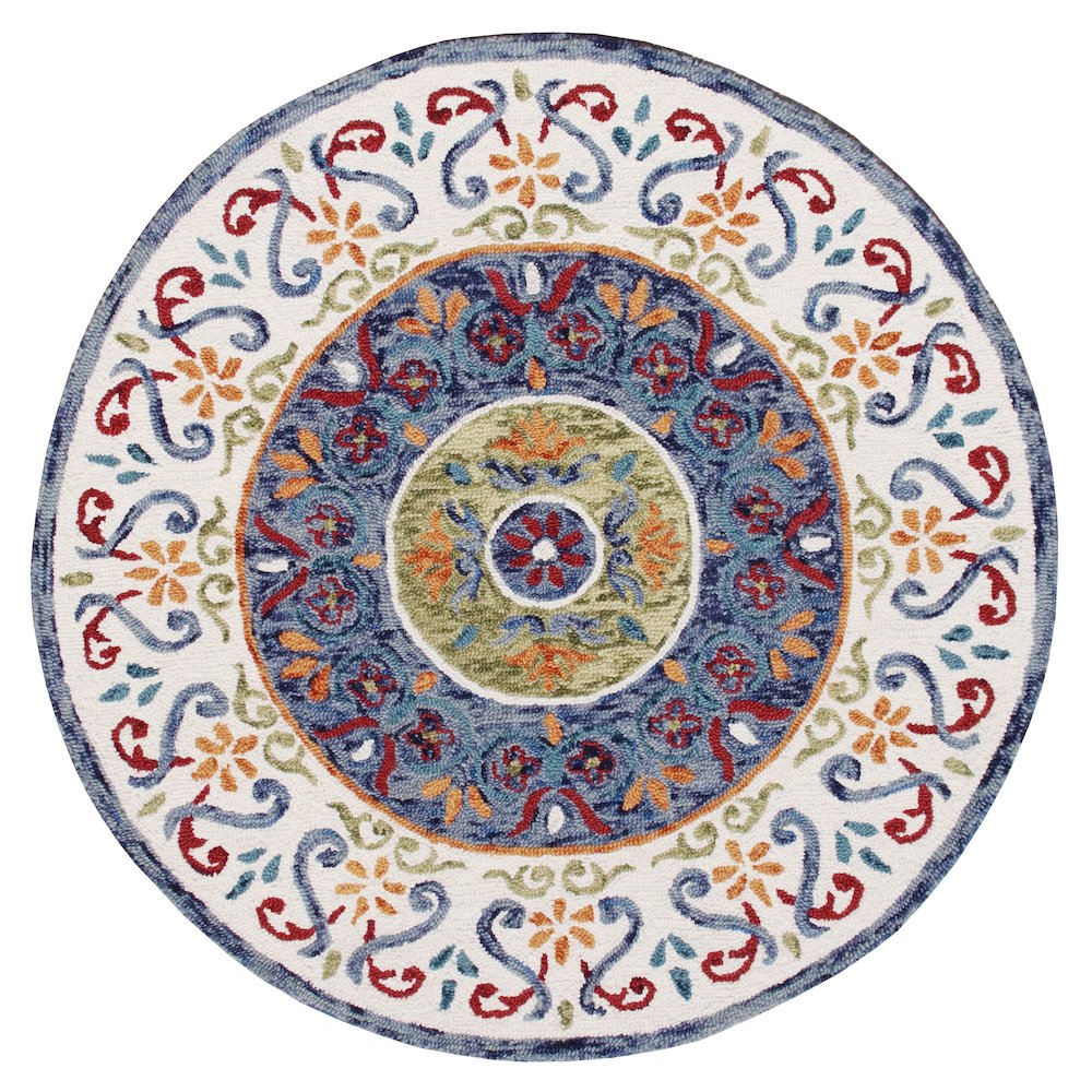 Floral Medallion Mosaic Round Rug