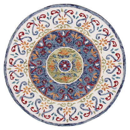 Floral Medallion Mosaic Round Rug