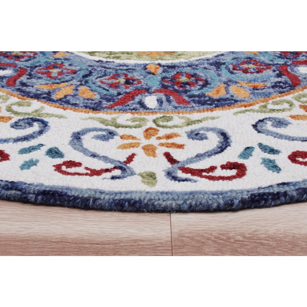 Floral Medallion Mosaic Round Rug