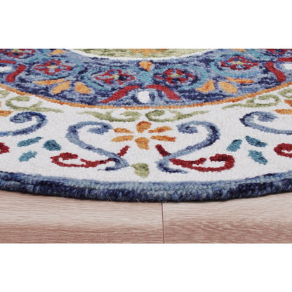 Floral Medallion Mosaic Round Rug