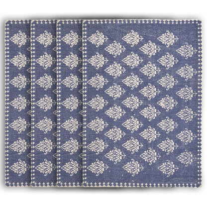 Jubilee Cobalt Blue/Cream Damask Hand-Loomed Placemat, Set of 4